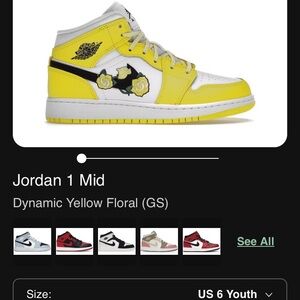Jordan 1 Mid Yellow with Floral Design
